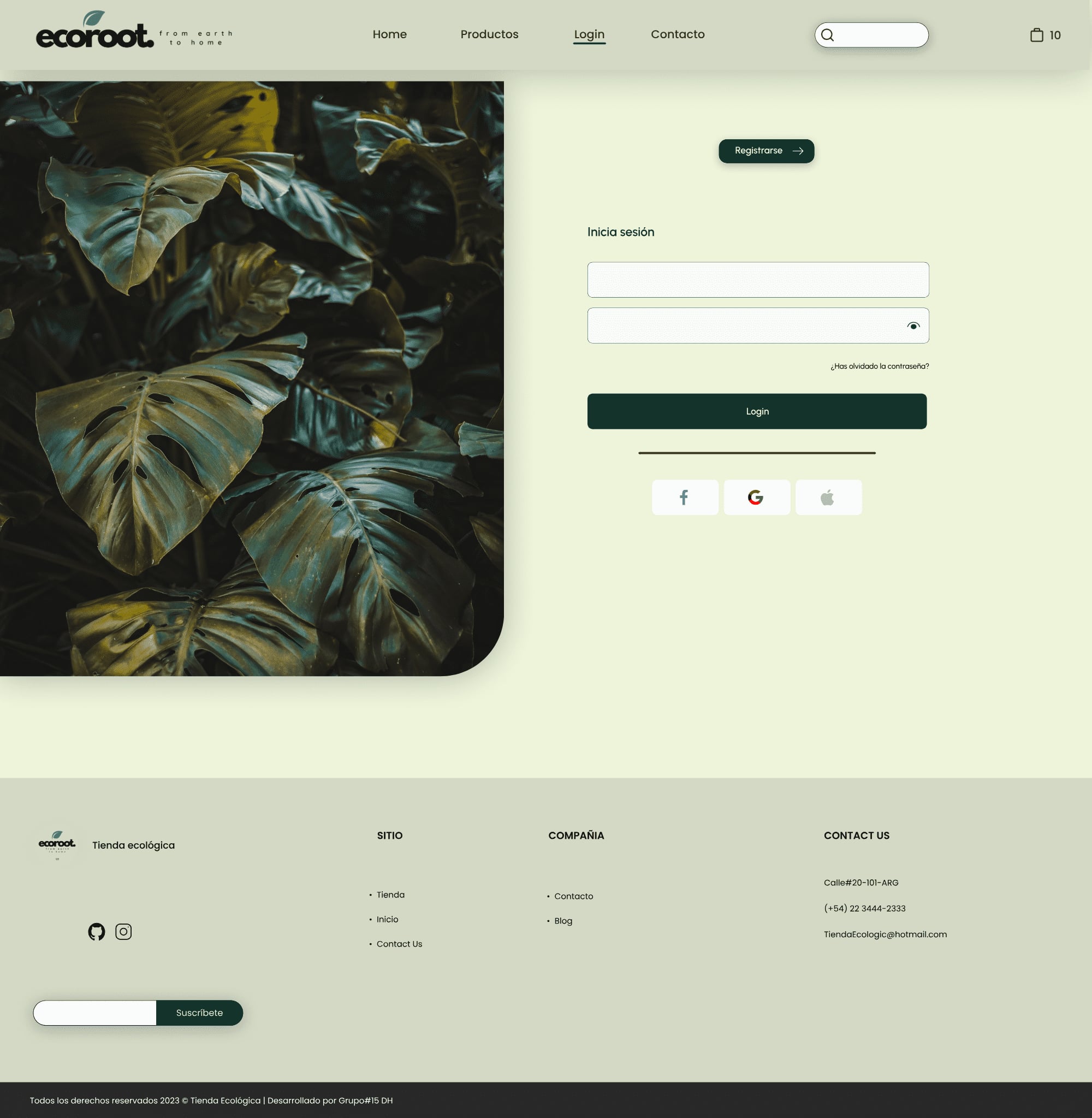 Login en EcoRoot